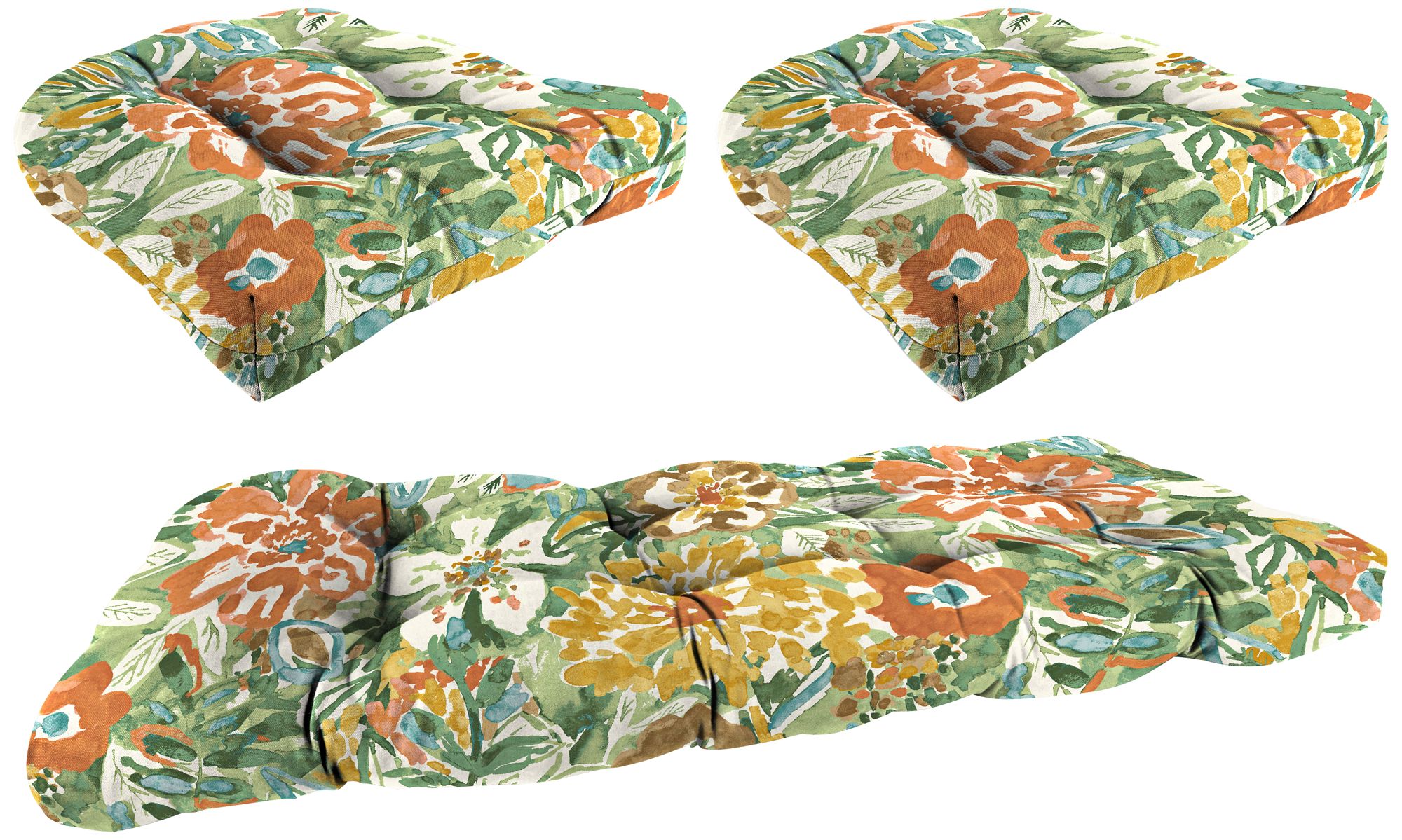 Sunriver Mist 3-Piece Outdoor Wicker Seat Cushion Set