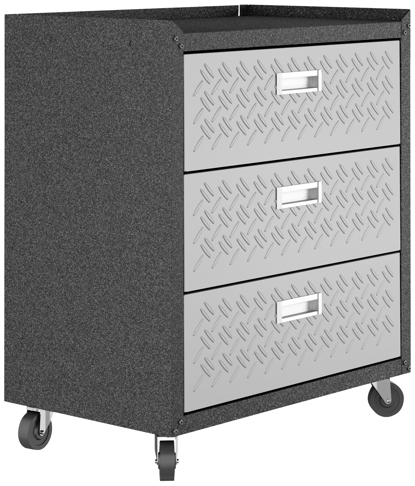 Fortress Gray Textured Metal 3-Drawer Garage Mobile Chest