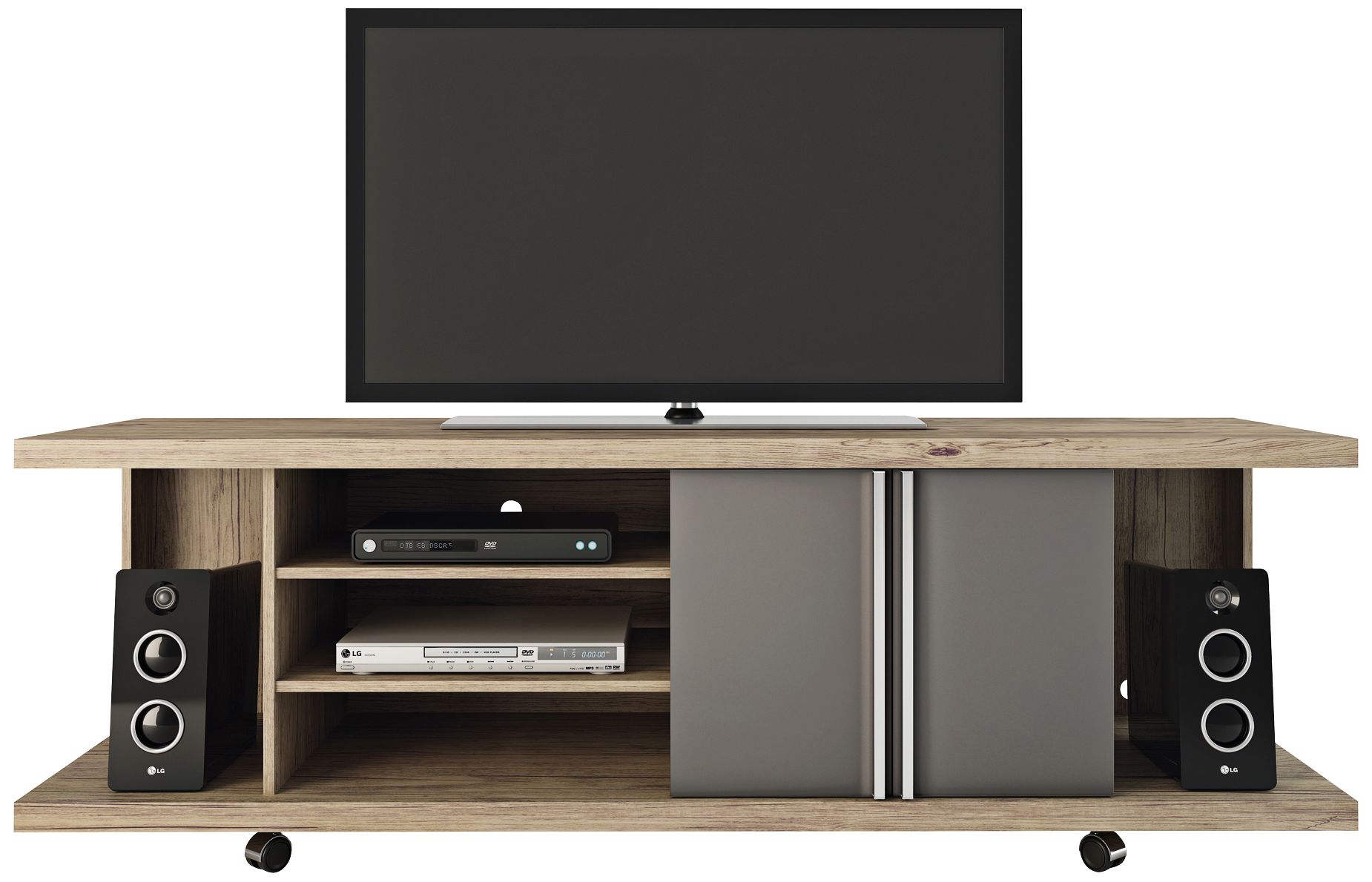 Carnegie 71" Wide  Nature and Onyx 2-Door TV Stand