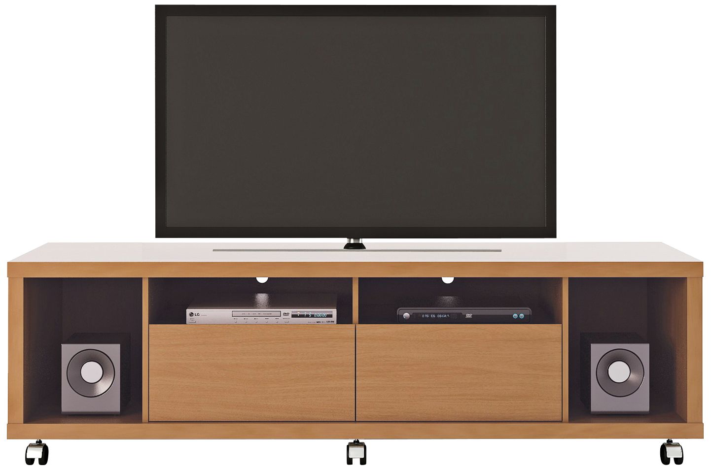 Cabrini Maple Cream Wood 4-Shelf TV Stand