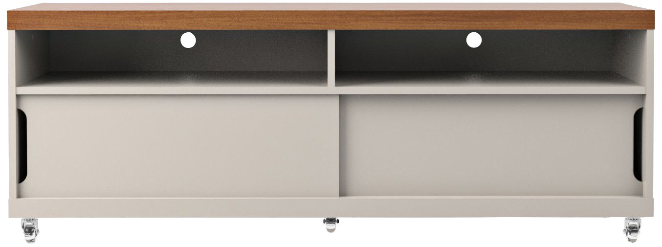 Batavia White Gloss and Maple Cream Small 2-Door TV Stand