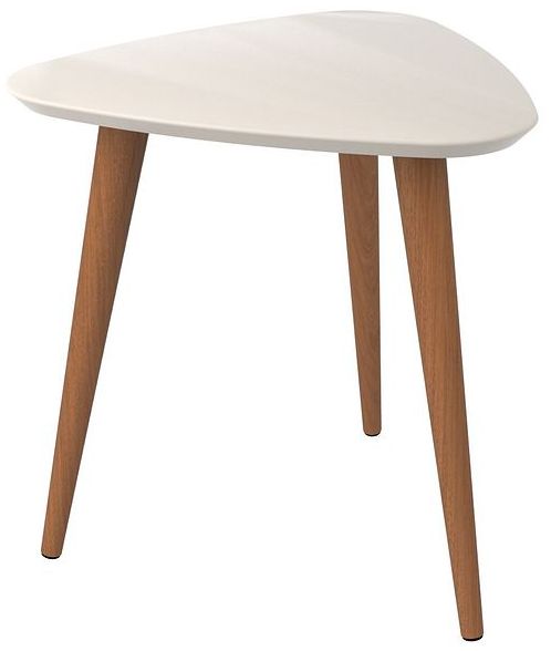 Utopia White Gloss and Maple Cream Triangular End Table