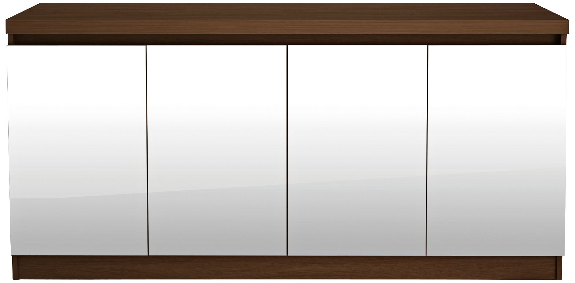 Viennese 63" Wide Nut Brown Wood and Mirror 4-Door Buffet