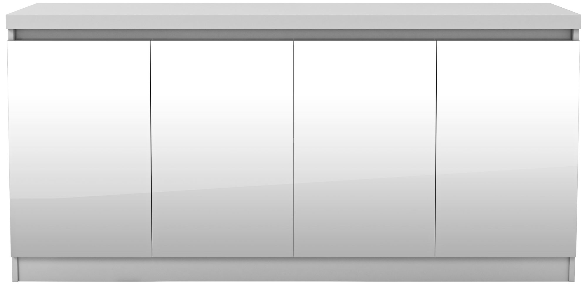 Viennese 63" Wide White Gloss Wood and Mirror 4-Door Buffet