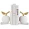 White and Gold 7" High Apple Bookends Set