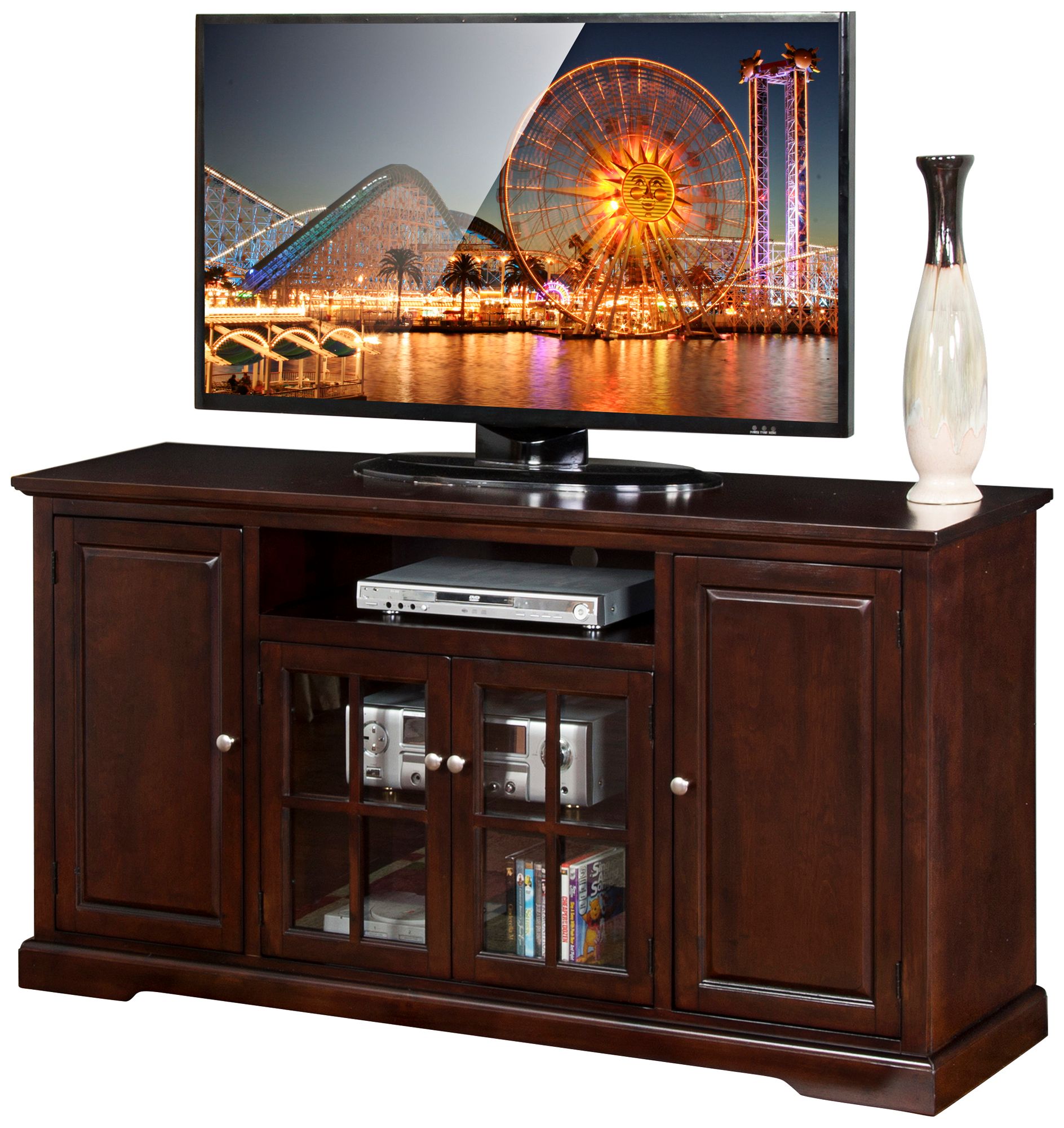 Monterey 64" Wide Merlot Wood 4-Door TV Media Console