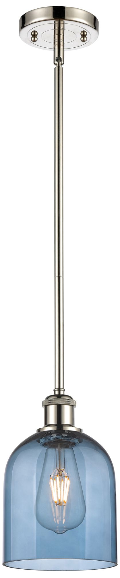 Innovations Lighting Ballston Bella 5.5"w Polished Nickel Stemmed Mini Pendant W/ Blue Shad