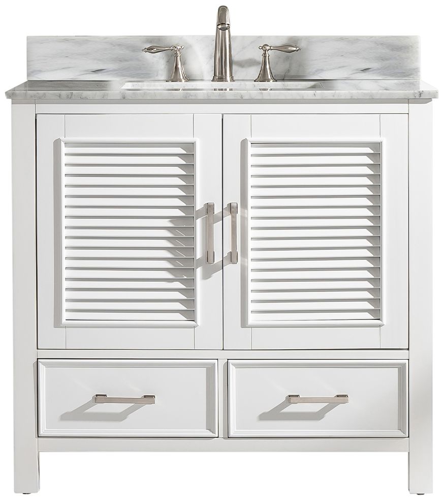 Estate 36" Wide 2-Door White Marble-Top Single Vanity 