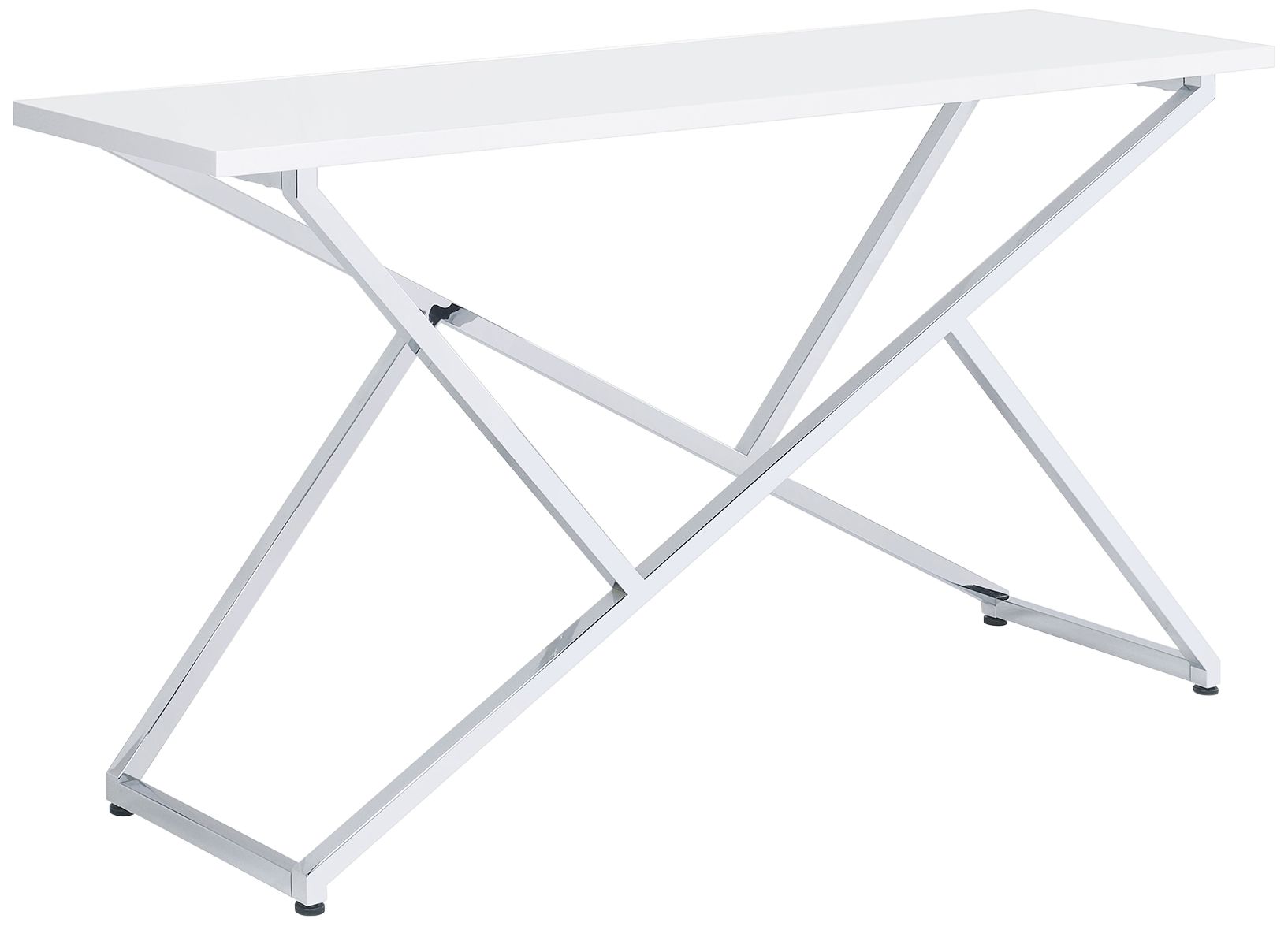 Trenchly 60" Wide Gloss White Steel Rectangular Console Table