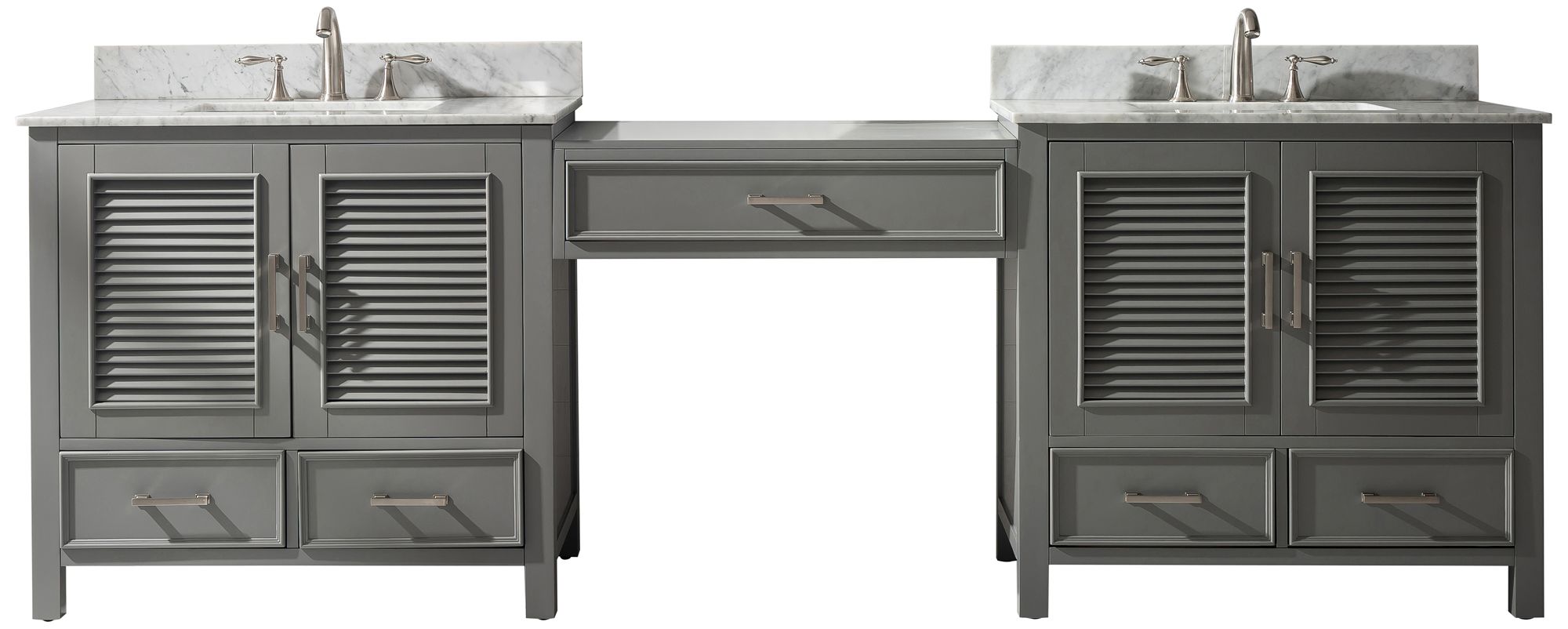 Estate 102"W Gray Double Sink Bathroom Vanity Modular Set