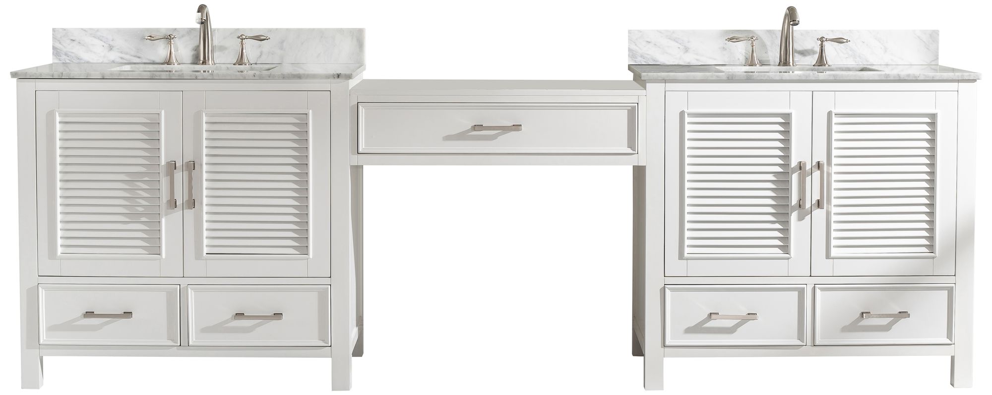 Estate 102"W White Double Sink Bathroom Vanity Modular Set