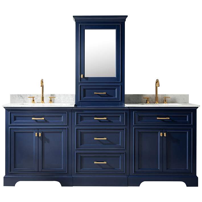 Milano 84 Wide Blue Double Sink, Double Sink With Vanity In The Middle