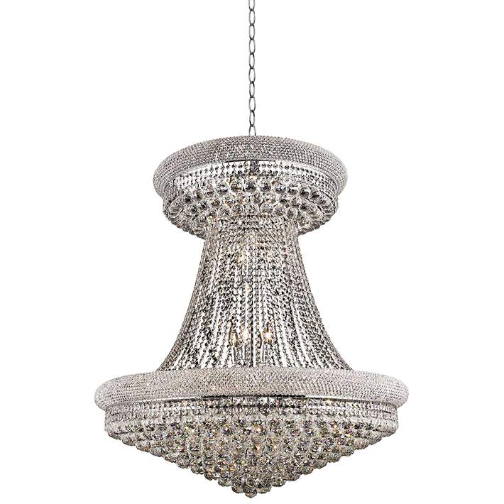 Primo 36 Wide Chrome And Clear Crystal, 36 Wide Crystal Chandelier