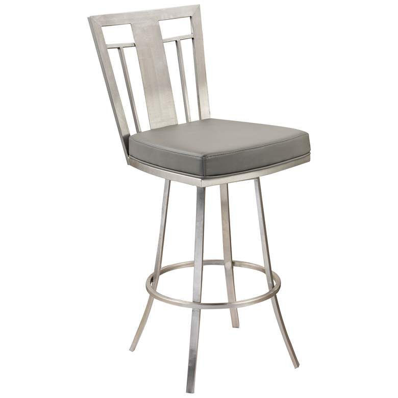 Cleo 26&quot; Gray Faux Leather Swivel Counter Stool