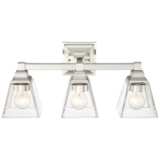 Mencino 20&quot; Wide Satin Nickel and Clear Glass Bath Light