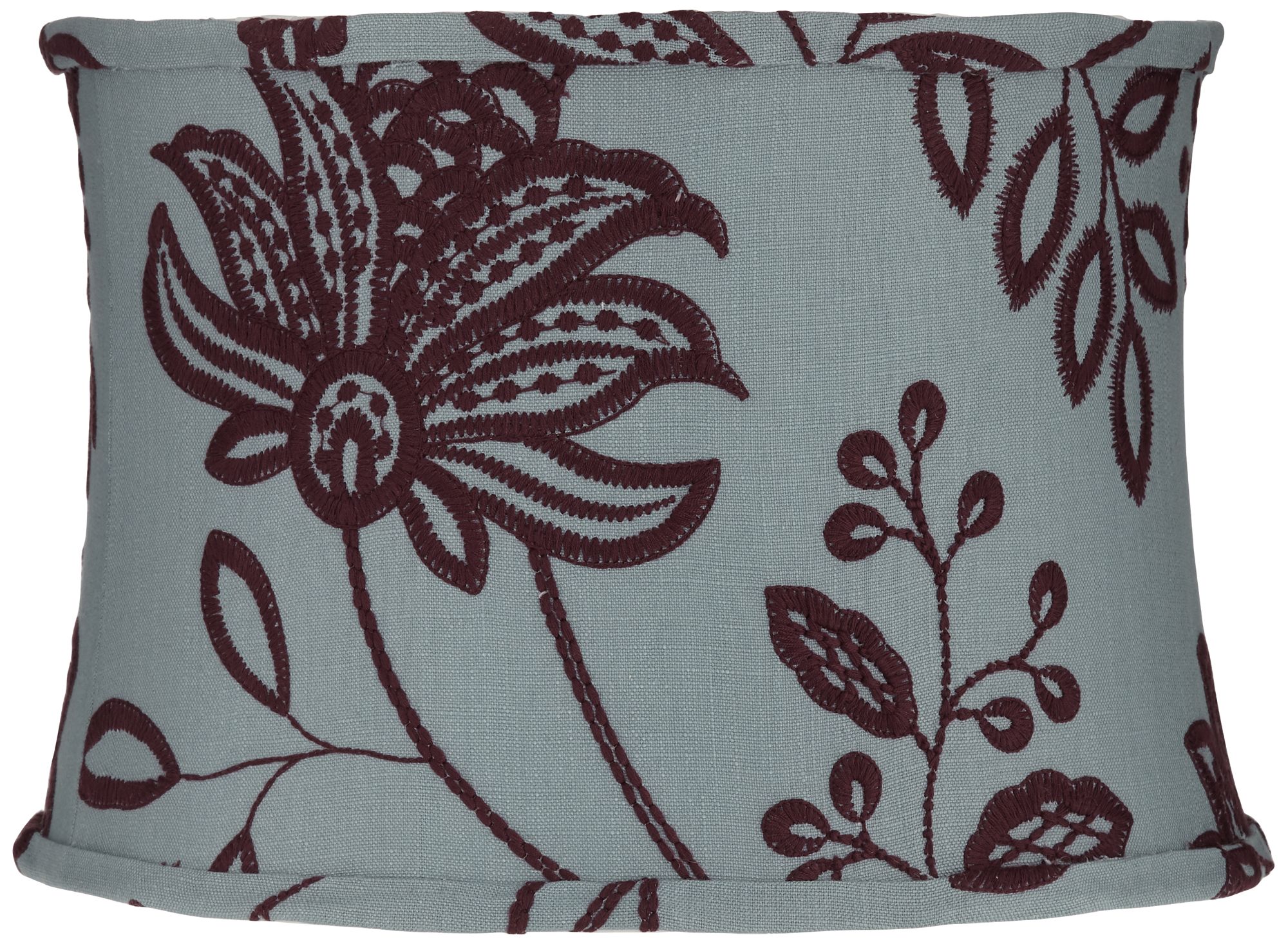 Wine Stitch Flowers Blue Drum Lamp Shade 15x16x11 (Spider)