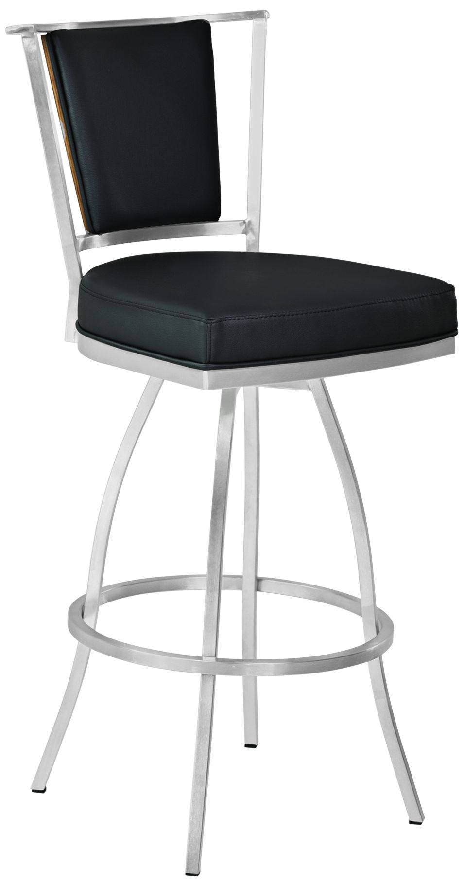 Delhi 30" Black Faux Leather Swivel Barstool