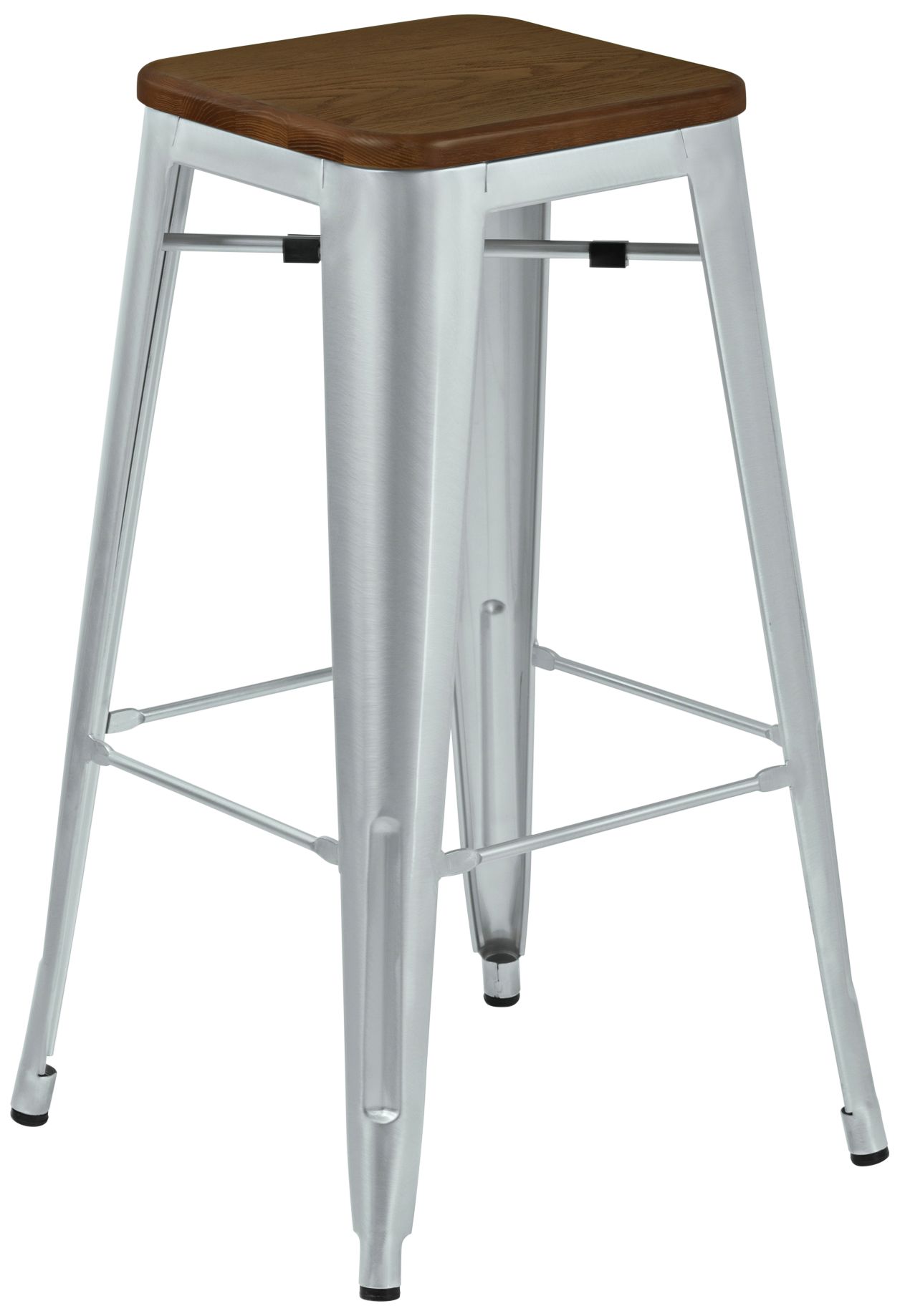Emery 30" Walnut and Brushed Galvanized Steel Barstool