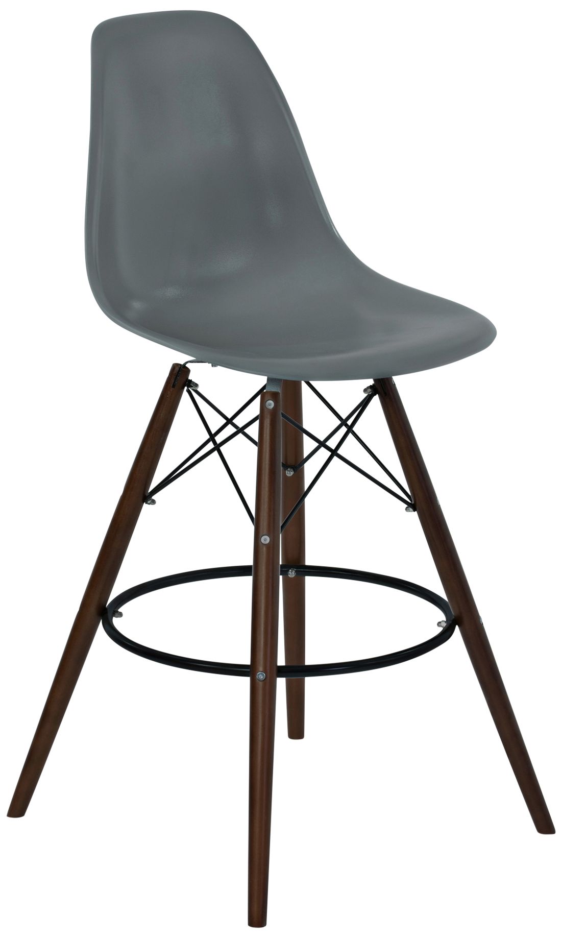 Nicos 27 1/4" Gray and Walnut Wood Counter Stool