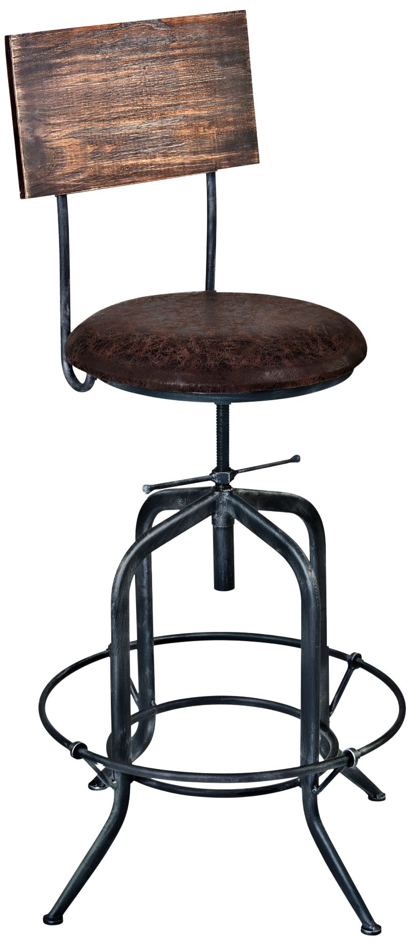 Damian Distressed Brown Fabric Adjustable Barstool