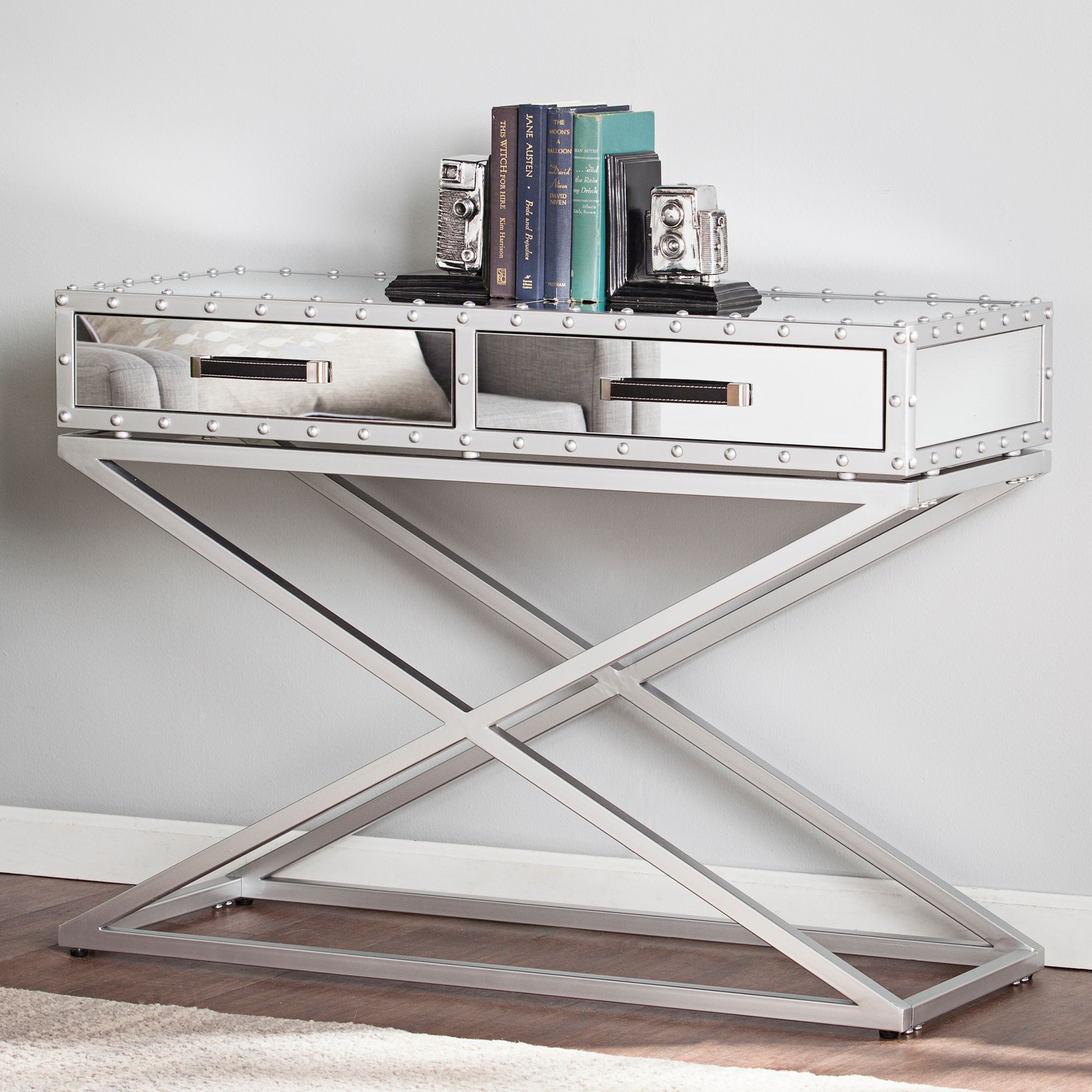 Lazio 42 1/4" Wide Mirrored 2-Drawer Modern Console Table