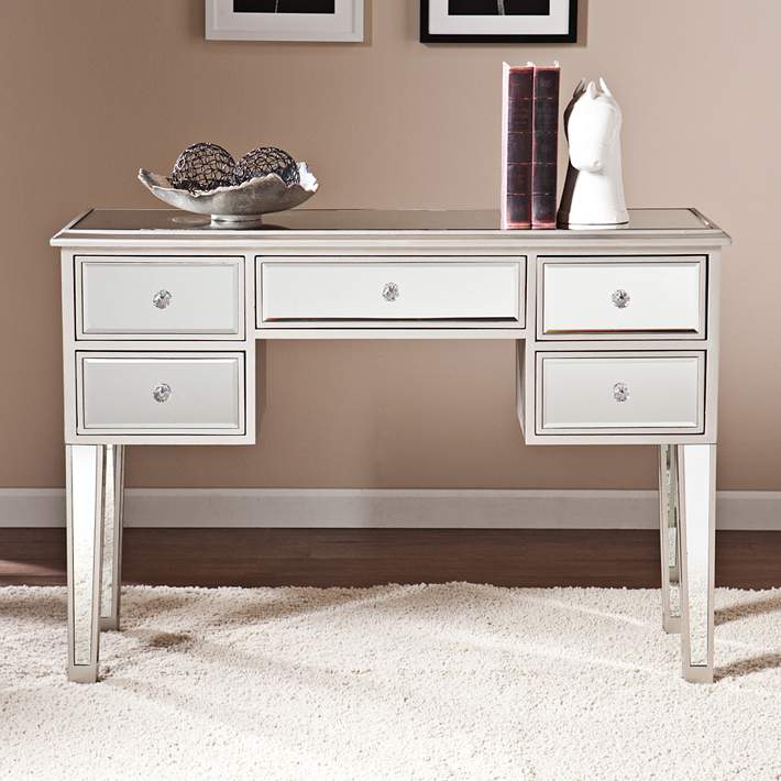 Mirage 43 Wide Mirrored 5 Drawer Console Table Desk 39g52