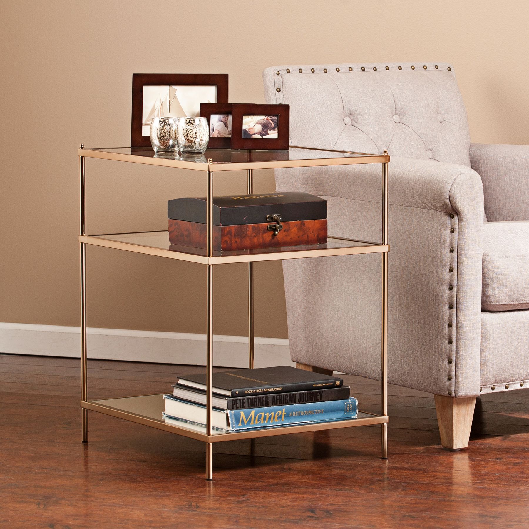 Knox 22" Wide Metallic Gold Side Table