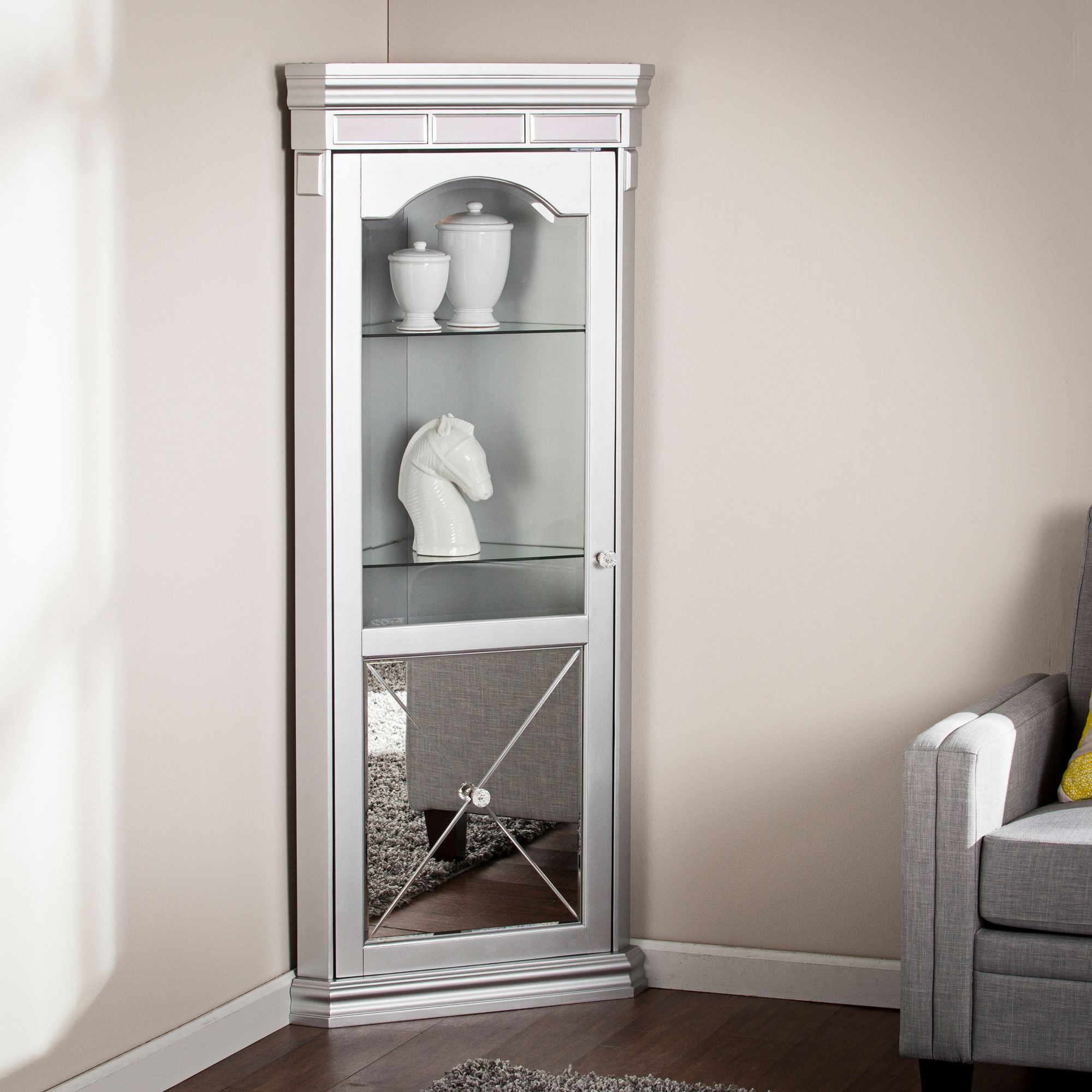 Mirage 25 3 4 Wide Corner Curio Cabinet With Led Light 39h20