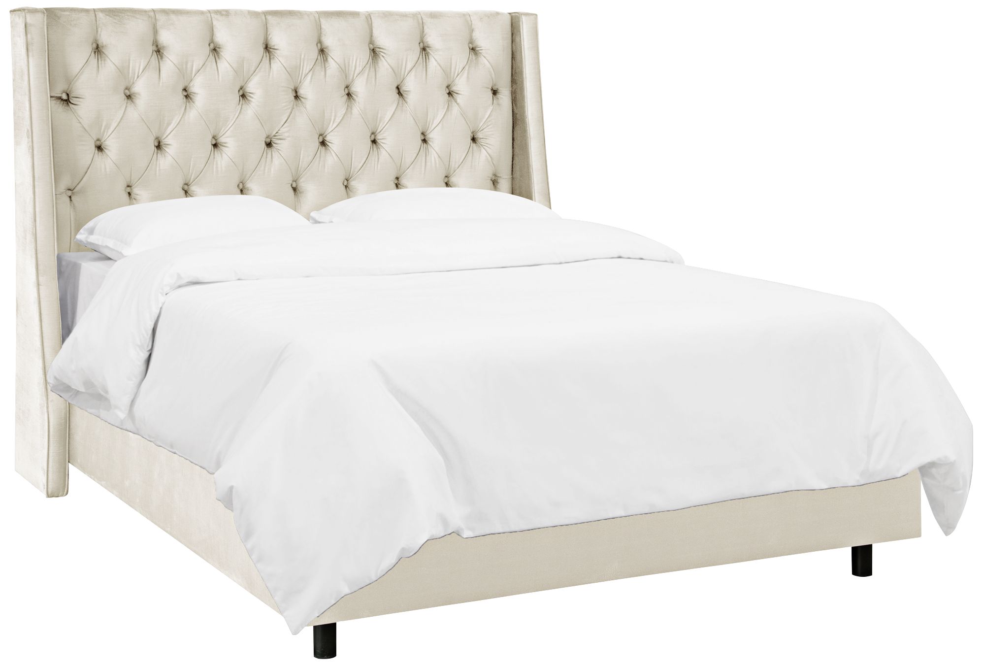 Madeline Majestic Oyster Fabric Tufted Wingback Bed