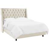 Madeline Majestic Oyster Fabric Tufted Wingback Bed