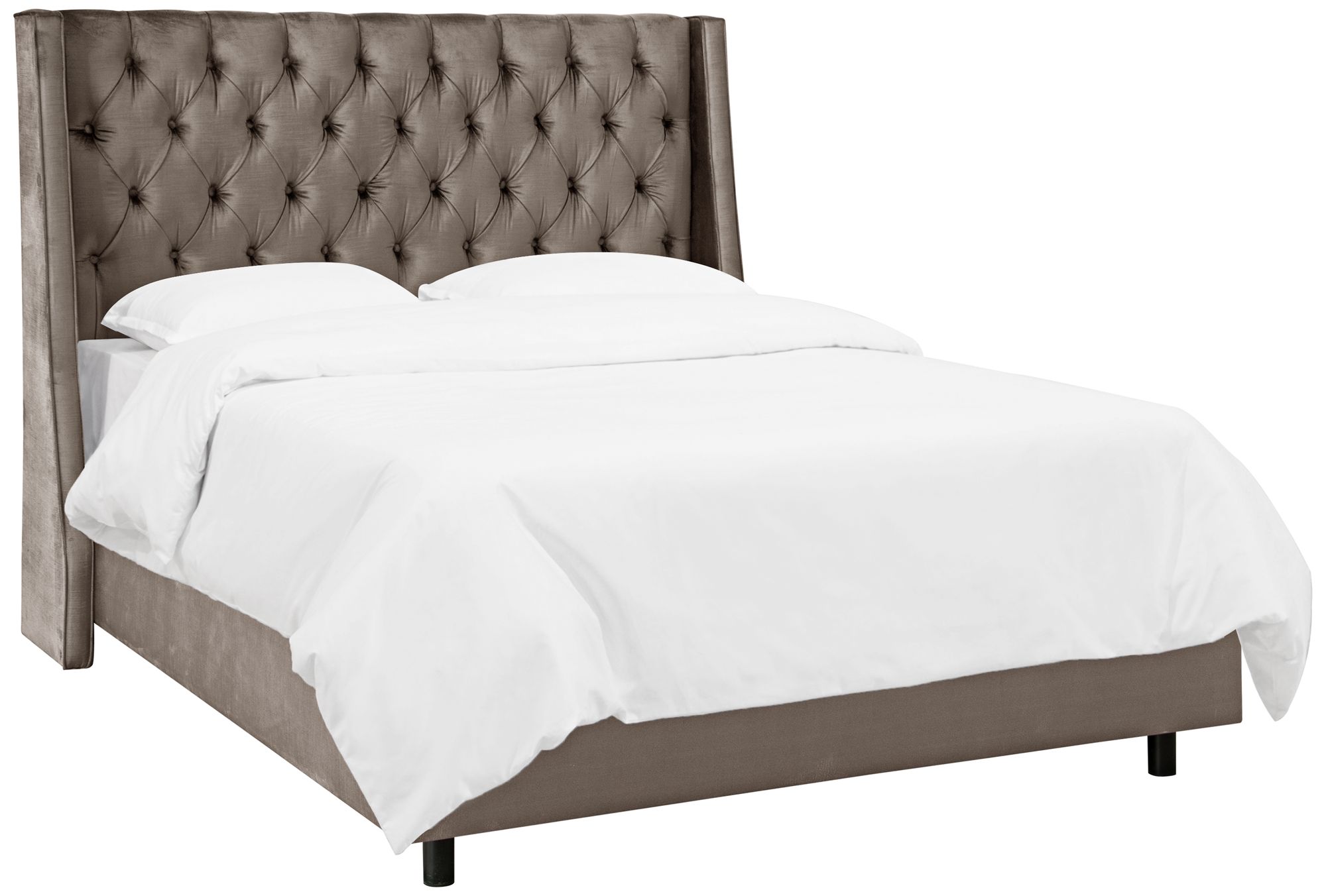 Madeline Majestic Smoke Fabric Tufted Wingback Bed