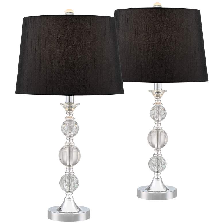 Gustavo Crystal Table Lamp with Black Shade Set of 2