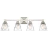 Mencino 28&quot; Wide Satin Nickel and Clear Glass Bath Light