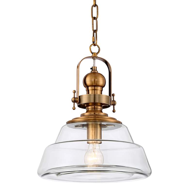 Image 2 Donovan 13" Wide Antique Brass and Clear Glass Pendant Light