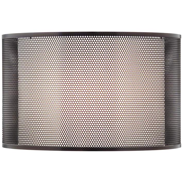 Metal And Linen Double Drum Lamp Shade, Perforated Metal Lamp Shades
