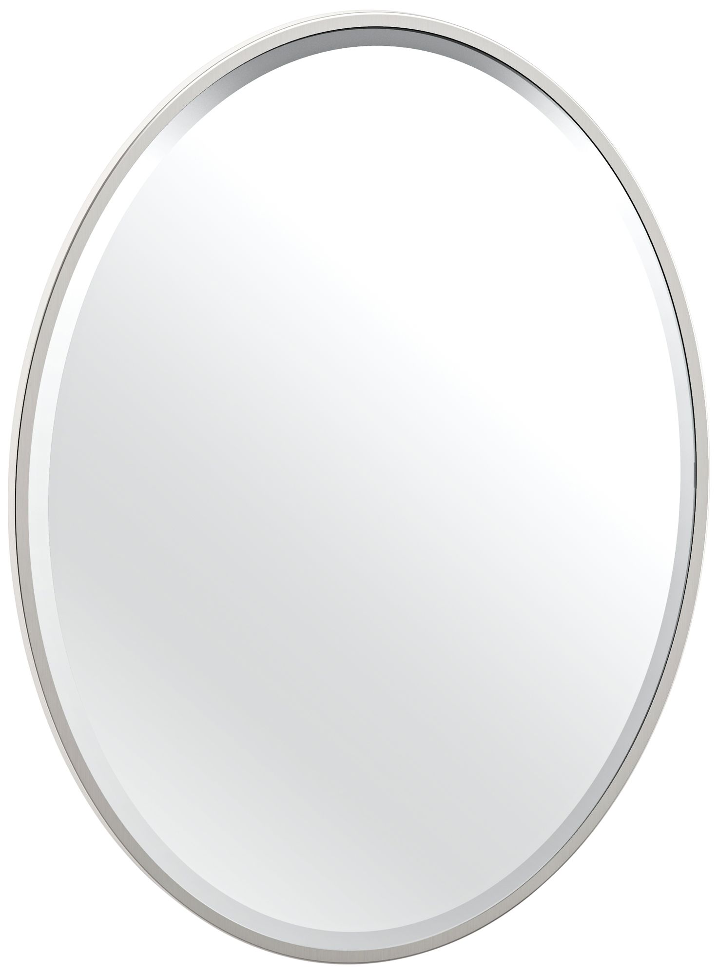 Luxe Flush Mount Nickel 25" x 33" Framed Oval Wall Mirror