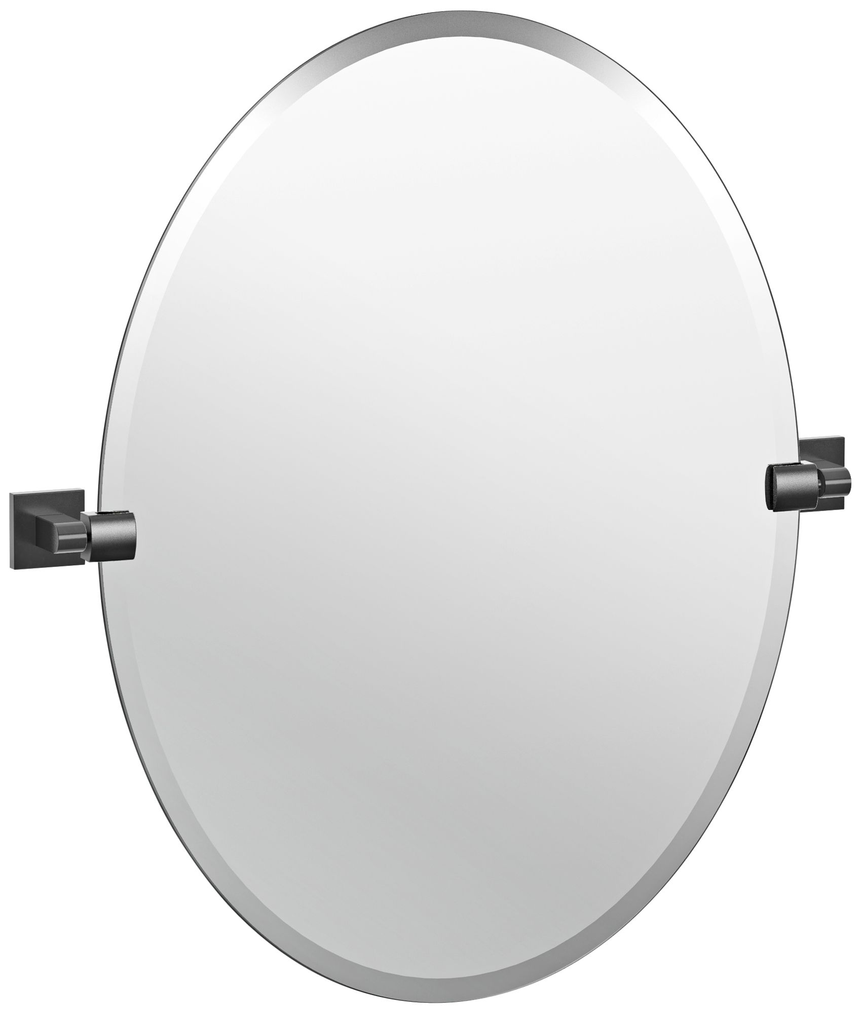 Elevate Matte Black 24" x 26 1/2" Frameless Oval Wall Mirror