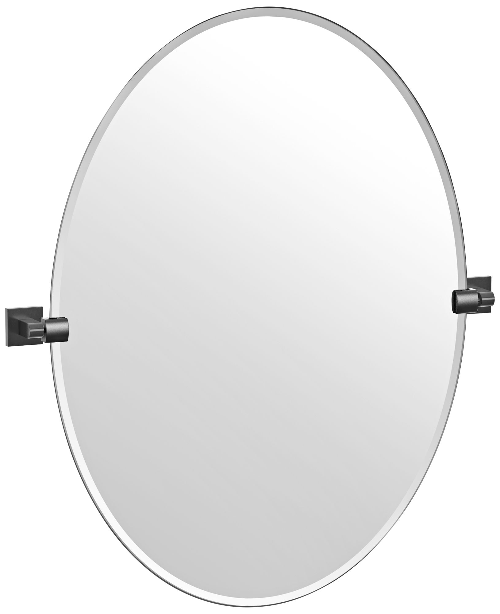 Elevate Matte Black 28 1/2" x 32" Frameless Oval Mirror