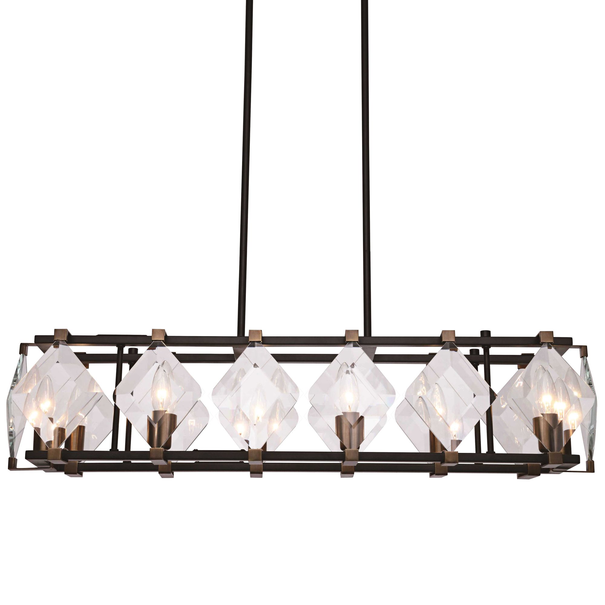 Endicott 35"W Black and Brass Kitchen Island Light Pendant