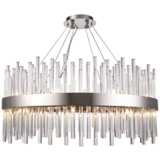 Dallas 32&quot; Wide Chrome and Crystal Modern Chandelier