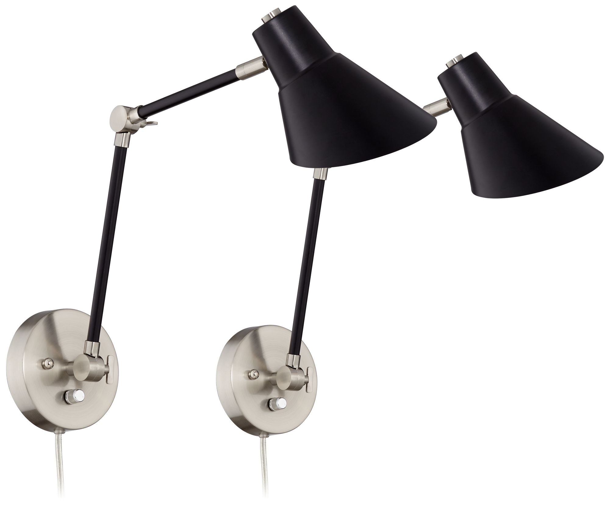 Rappaport Nickel and Black Wall Lamp Set of 2