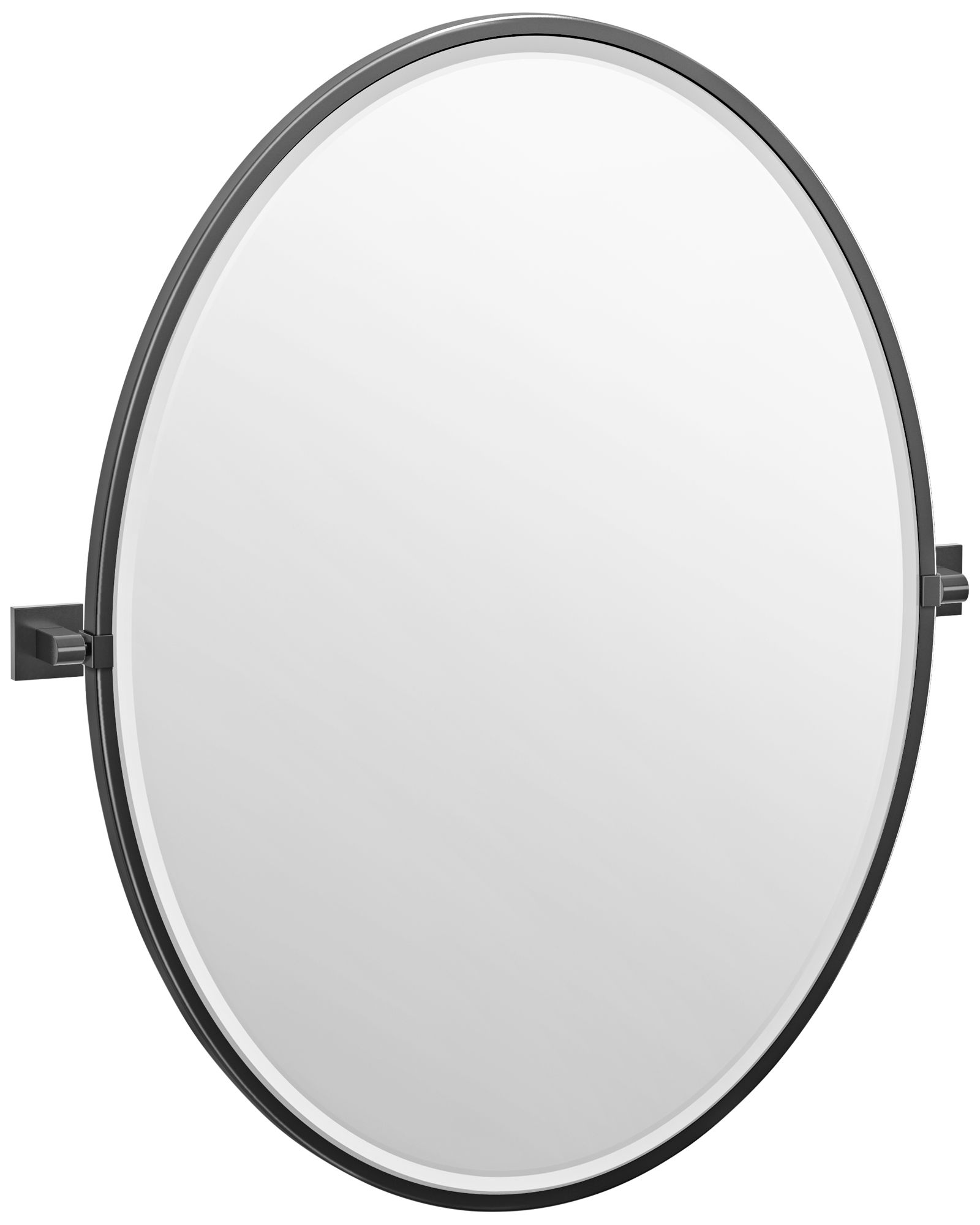 Elevate Matte Black 28 1/4" x 33" Oval Framed Wall Mirror