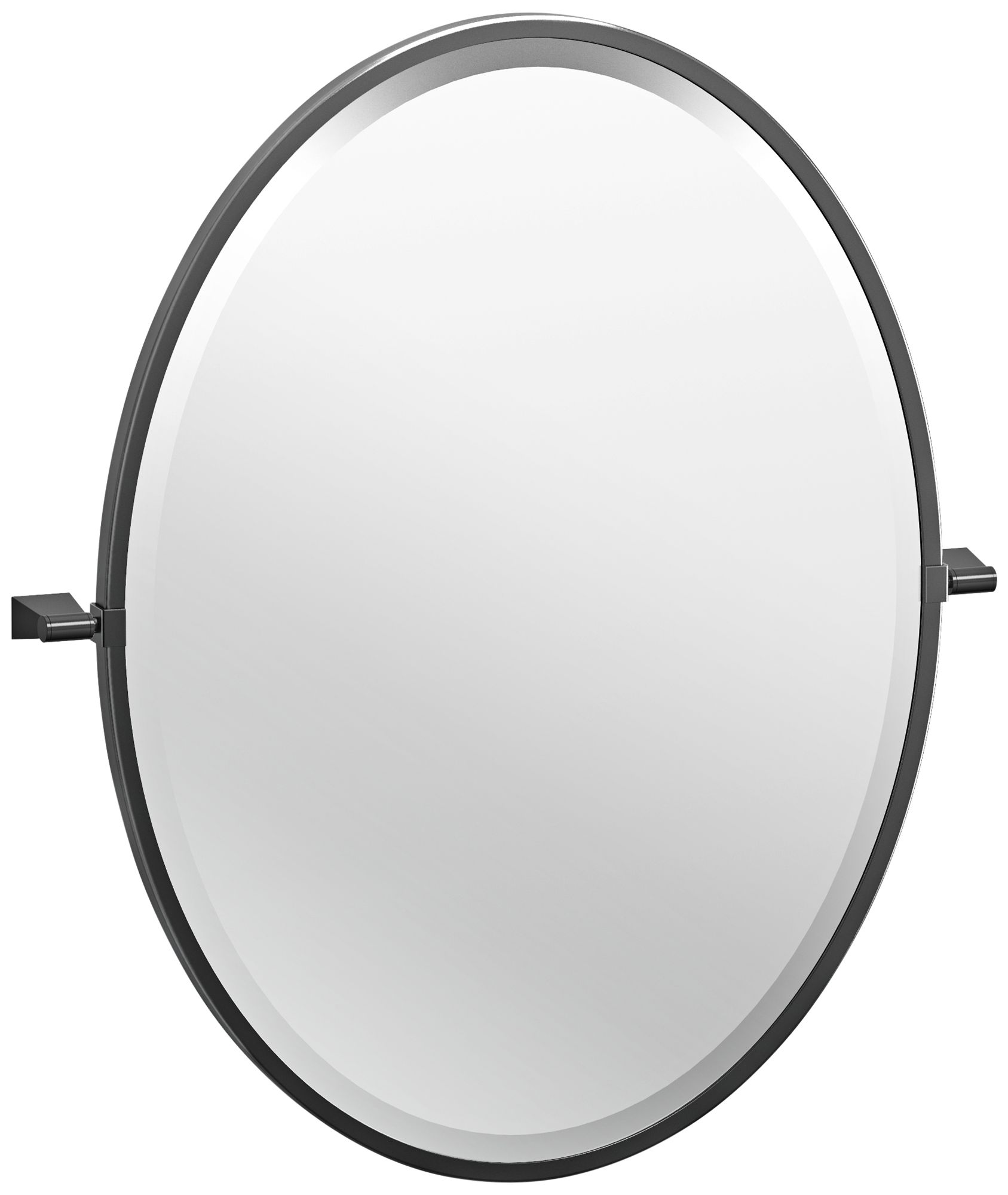 Bleu Matte Black 23 1/2" x 27 Framed Oval Wall Mirror