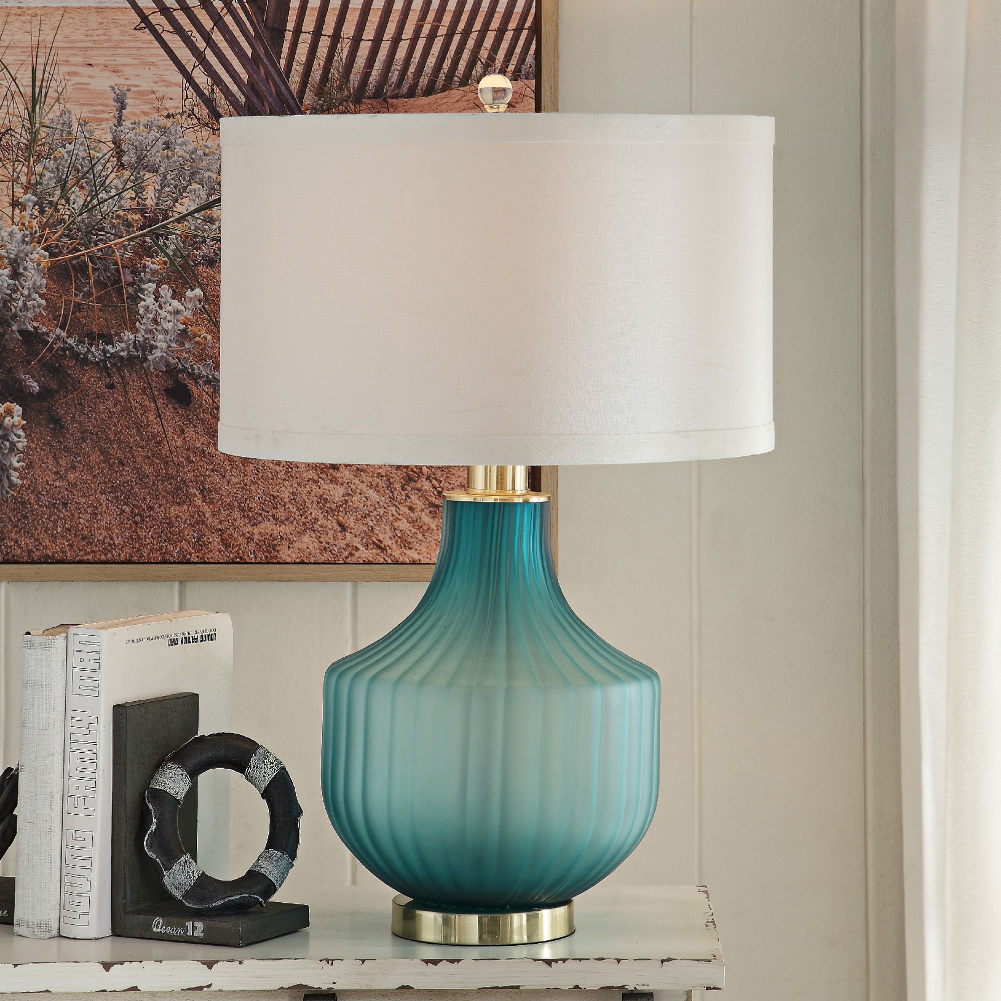 Isabella Frosted Turquoise Glass Table Lamp