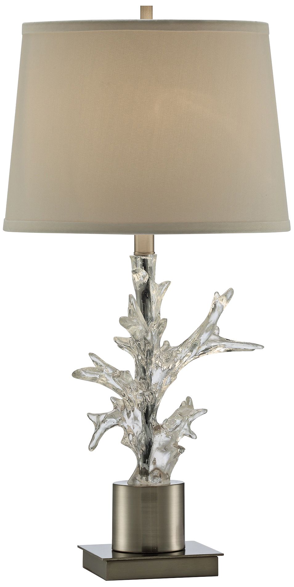 Crystal Coral Clear and Chrome Table Lamp