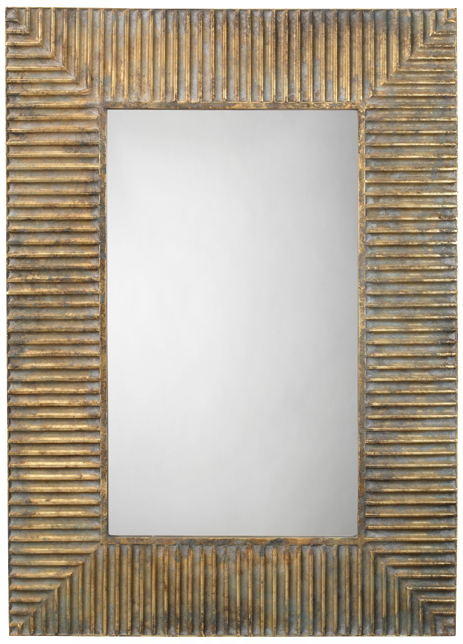 Jamie Young Slatted Antique Brass 29" x 41" Wall Mirror