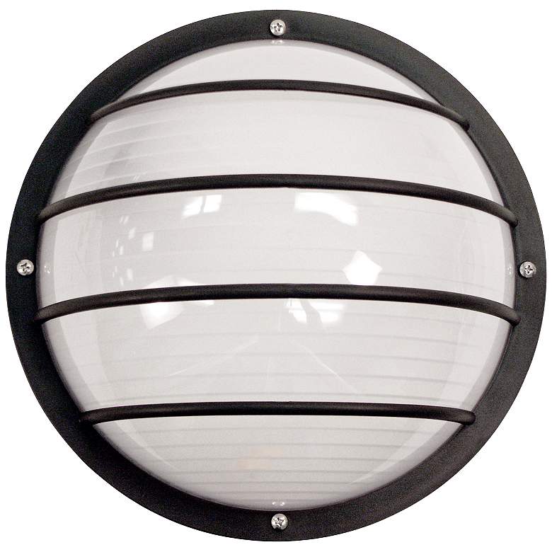 Wave Nautical Round Black Outdoor Ceiling or Wall Light
