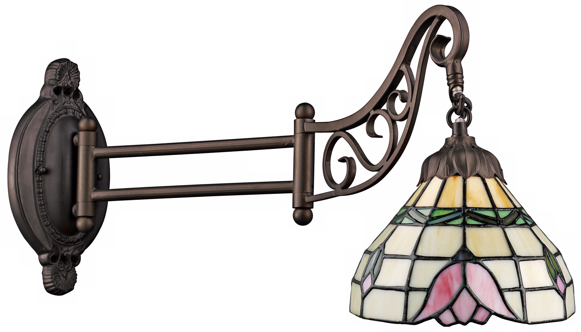 Rose Bronze Tiffany Style Swing Arm Wall Lamp