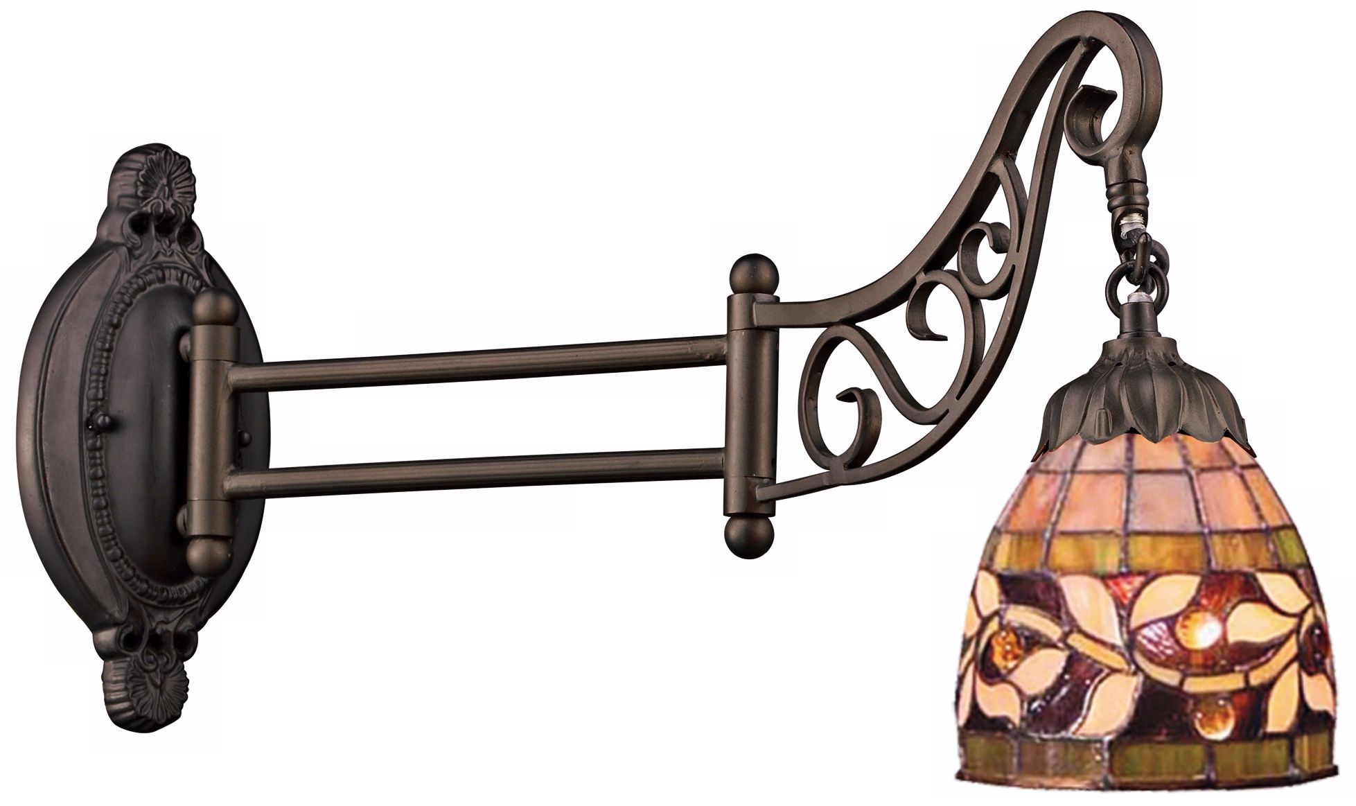 Vine Bronze Tiffany Style Swing Arm Wall Lamp