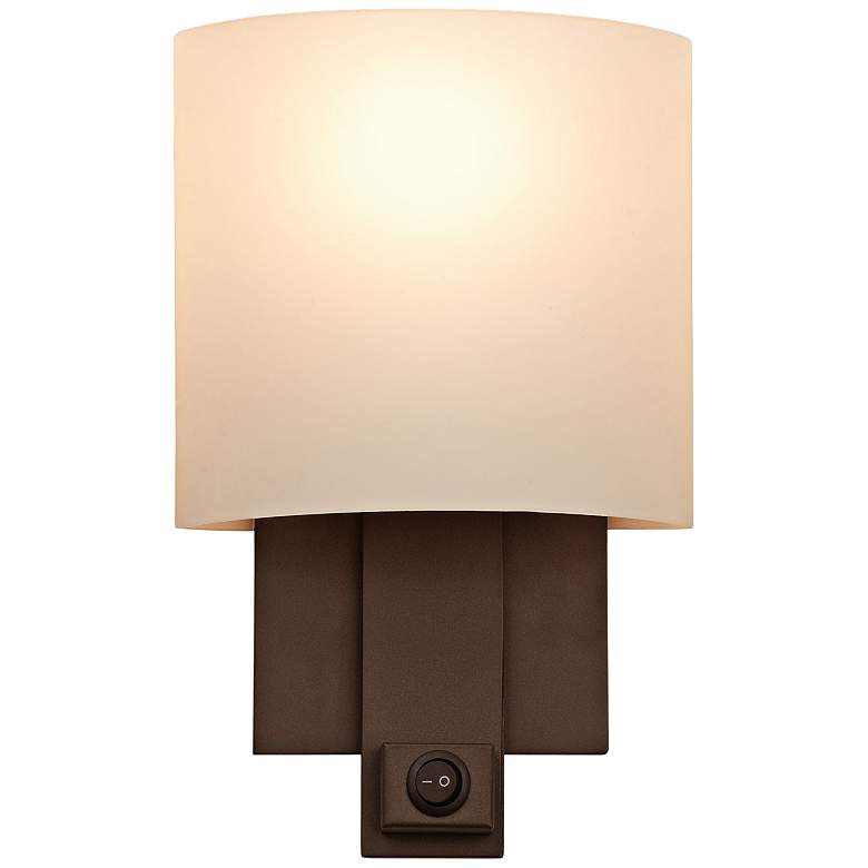 Image 2 Espille Calcite Glass 13" High Bronze Wall Sconce with On-Off Switch